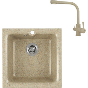 

Кухонная мойка и смеситель GreenStone GRS-42-302 Kaiser Merkur 26044-16 с сифоном, песочный, GRS-42-302 Kaiser Merkur 26044-16 с сифоном, песочный
