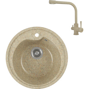 

Кухонная мойка и смеситель GreenStone GRS-45-302 Kaiser Merkur 26044-16 с сифоном, песочный, GRS-45-302 Kaiser Merkur 26044-16 с сифоном, песочный