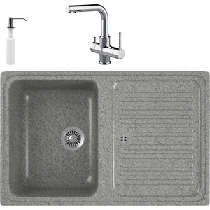 

Кухонная мойка и смеситель GreenStone GRS-78-309 Lemark Comfort LM3061C с сифоном и дозатором, темно-серая, GRS-78-309 Lemark Comfort LM3061C с сифоном и дозатором, темно-серая