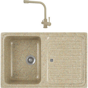 

Кухонная мойка и смеситель GreenStone GRS-78-302 Kaiser Merkur 26044-16 с сифоном, песочная, GRS-78-302 Kaiser Merkur 26044-16 с сифоном, песочная