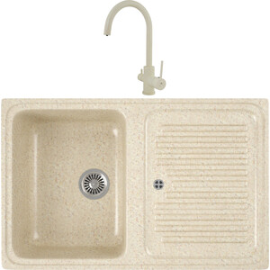

Кухонная мойка и смеситель GreenStone GRS-78-328 Kaiser Merkur 26044-16 с сифоном, бежевая, GRS-78-328 Kaiser Merkur 26044-16 с сифоном, бежевая