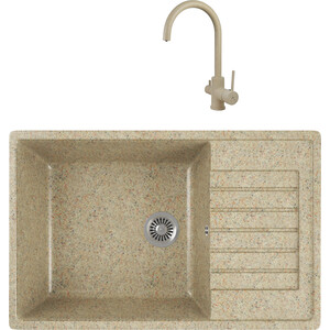 

Кухонная мойка и смеситель GreenStone GRS-78L-302 Kaiser Merkur R 26744-16 с сифоном, песочный, GRS-78L-302 Kaiser Merkur R 26744-16 с сифоном, песочный