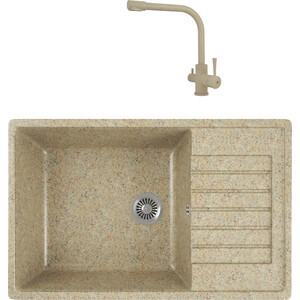 

Кухонная мойка и смеситель GreenStone GRS-78L-302 Kaiser Merkur 26044-16 с сифоном, песочный, GRS-78L-302 Kaiser Merkur 26044-16 с сифоном, песочный