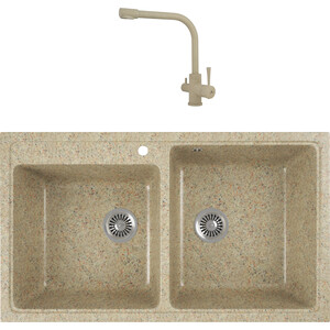 

Кухонная мойка и смеситель GreenStone GRS-85k-302 Kaiser Merkur 26044-16 с сифоном, песочный, GRS-85k-302 Kaiser Merkur 26044-16 с сифоном, песочный
