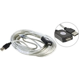 Кабель AOPEN USB2 AM-AF 10M ACU823-10M (ACU823-10M) кабель удлинитель активный с усилителем usb2 0 repeater am af 15м aopen acu823 15m