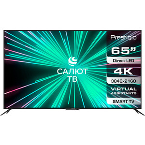 фото Телевизор prestigio ptv65ss07x cis bk black (65'', 4k uhd, smart tv, салют тв, wi-fi, черный)