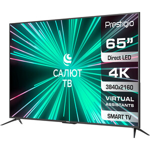 фото Телевизор prestigio ptv65ss07x cis bk black (65'', 4k uhd, smart tv, салют тв, wi-fi, черный)