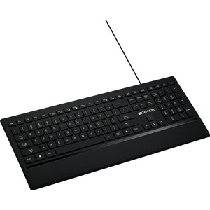 Клавиатура Canyon Stylish slim USB multimedia keyboard, LED backlight, 111 keys, Black, cable length 1.58m, 431*178*11.85, 0.7 (CNS-HKB6-RU)