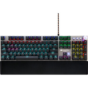 Клавиатура Canyon Wired Gaming Keyboard,Black 104 mechanical switches,60 million times key life, 22 types of lights,Removable (CND-SKB7-RU) hyper x alloy origins core rgb tenkeyless mechanical gaming keyboard compact form factor gaming keyboard