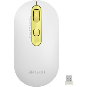 Мышь A4Tech Fstyler FG20S Daisy белый/желтый оптическая (2000dpi) silent беспроводная USB (4but) (FG20S (DAISY)) Fstyler FG20S Daisy белый/желтый оптическая (2000dpi) silent беспроводная USB (4but) (FG20S (DAISY)) - фото 3