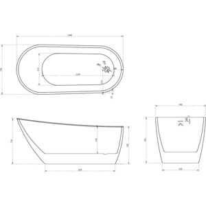 Акриловая ванна Abber 130х70 на каркасе, слив-перелив (AB9353-1.3)