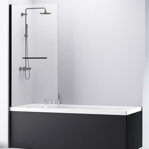 фото Шторка для ванны abber immer offen 80х140 профиль черный, стекло прозрачное (ag70100b)