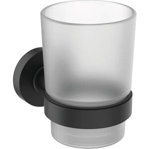 стакан с держателем ideal standard conca шлифованное золото t4505a2 Стакан для ванной Ideal Standard IOM с держателем, черный матовый (A9120XG)