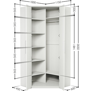 Шкаф угловой двухдверный Шарм-Дизайн Мелодия МУ-22 115х100 белый