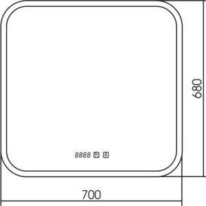 фото Зеркало mixline стив-3 70х68 подсветка, сенсор, часы, с подогревом (фр-1754)