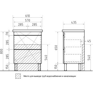 Тумба под раковину VIGO Geometry 2-600 бетон (4640027142299)