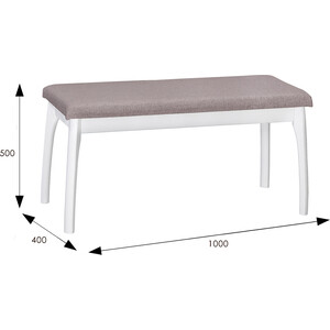 Скамья для прихожей Мебелик мягкая, ткань, серо-розовый, каркас снег (П0005674)