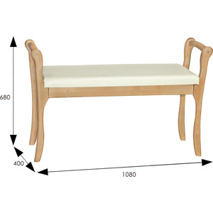 Скамья для прихожей Мебелик с подлокотниками мягкая, экокожа крем, каркас бук (П0005680)