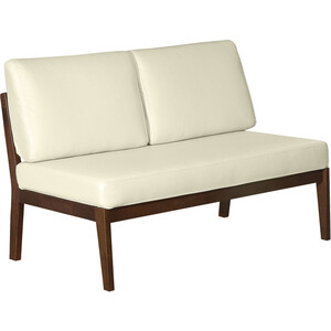 фото Мебелик диван-скамья массив мягкая экокожа крем, каркас орех