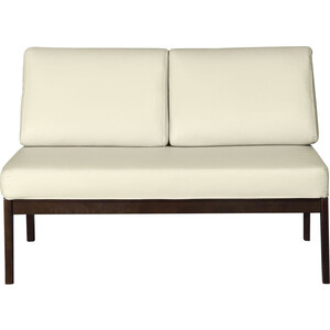 фото Мебелик диван-скамья массив мягкая экокожа крем, каркас орех