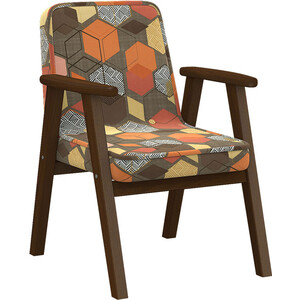 Кресло Мебелик Ретро ткань геометрия коричневый, каркас орех (П0005655) кресло мебелик вега 10 ткань бирюза каркас орех п0005652