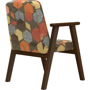 фото Кресло мебелик ретро ткань геометрия коричневый, каркас орех