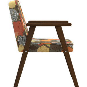 фото Кресло мебелик ретро ткань геометрия коричневый, каркас орех