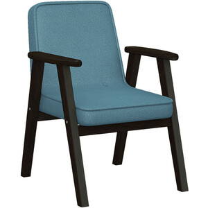 Кресло Мебелик Ретро ткань голубой, каркас венге (П0005654) кресло для отдыха мебелик денди шпон ткань ультра шоколад каркас дуб шампань шпон