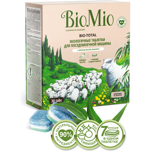 фото Таблетки для посудомоечной машины (пмм) bio mio bio-total эвкалипт 30шт