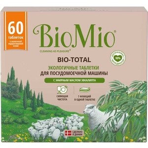 фото Таблетки для посудомоечной машины (пмм) bio mio bio-total эвкалипт 60шт