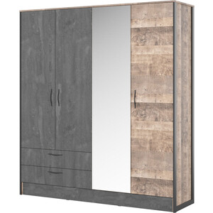 Шкаф 4-х дверный НК-мебель Hugo дуб гранж/железный камень 72504914