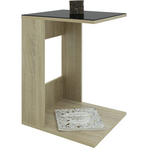 Стол журнальный Мебелик BeautyStyle 3 сонома, стекло черное (П0005734) стол обеденный квадратный lс ос 11 дуб сонома