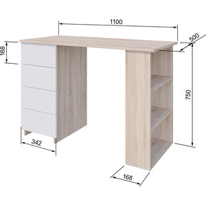 Стол письменный Атмосфера СП-05 дуб сонома светлый/белый СП-05 дуб сонома светлый/белый - фото 2