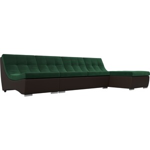 фото Угловой модульный диван артмебель монреаль велюр зеленый экокожа коричневый