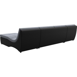 Угловой модульный диван АртМебель Монреаль велюр серый экокожа черный