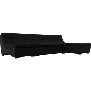 Угловой модульный диван АртМебель Монреаль микровельвет черный экокожа черный