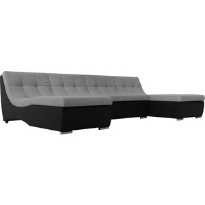 АртМебель П-образный модульный диван Монреаль рогожка серый экокожа черный диван артмебель принстон рогожка серый п образный