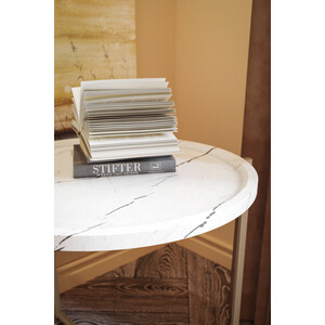 фото Стол журнальный калифорния мебель бруно белый мрамор/титан