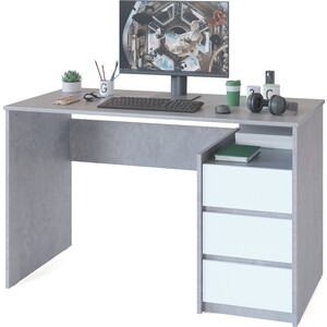 Стол письменный СОКОЛ СПм-21 бетон/белый столы журнальные мебелик дадли белый бетон