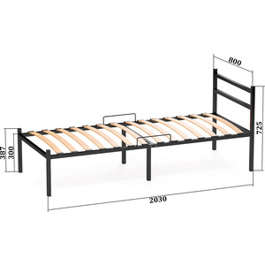 Кровать Элимет C опорами и спинкой 80x203 металлическая разборная кровать элимет