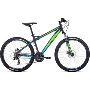 Велосипед Forward FLASH 26 2.0 disc (2021) 15 серый матовый/ярко-зеленый