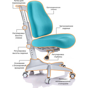 фото Комплект mealux winnipeg multicolor bl (bd-630 wg + кресло y-528 kbl) (стол+кресло) столешница белая, накладки голубые и серые