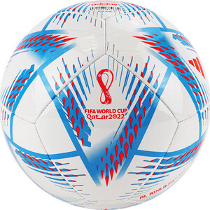 Мяч футбольный Adidas WC22 Rihla Club, арт. H57786, р.4, 12 панелей, бело-голубо-красный - фото 1