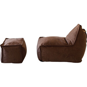 кресло надувное 130х99х76 см серое флокированное с пуфиком и подстаканником 100 кг intex 68564np Кресло DreamBag Манхеттен с пуфиком коричневый