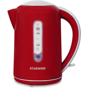 Чайник электрический StarWind SKG1021 красный/серый тостер starwind st7003 700 вт красный чёрный