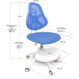 фото Комплект ergokids парта th-320 blue + кресло bl (th-320 w/bl + y-400 bl) столешница белая/накладки на ножках голубые