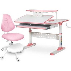 фото Комплект ergokids парта th-320 pink + кресло y-400 pn (th-320 w/pn + y-400 pn) столешница белая/накладки на ножках розовые