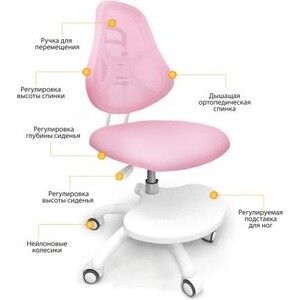 Комплект ErgoKids Парта TH-320 pink + кресло Y-400 PN (TH-320 W/PN + Y-400 PN) столешница белая/накладки на ножках розовые Парта TH-320 pink + кресло Y-400 PN (TH-320 W/PN + Y-400 PN) столешница белая/накладки на ножках роз - фото 3