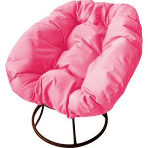 фото Кресло планета про пончик без ротанга коричневое, розовая подушка