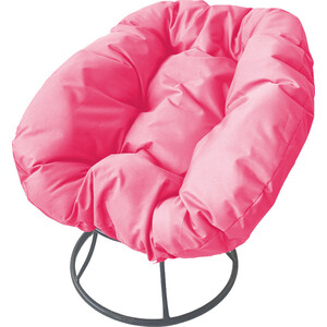 фото Кресло планета про пончик без ротанга серое, розовая подушка